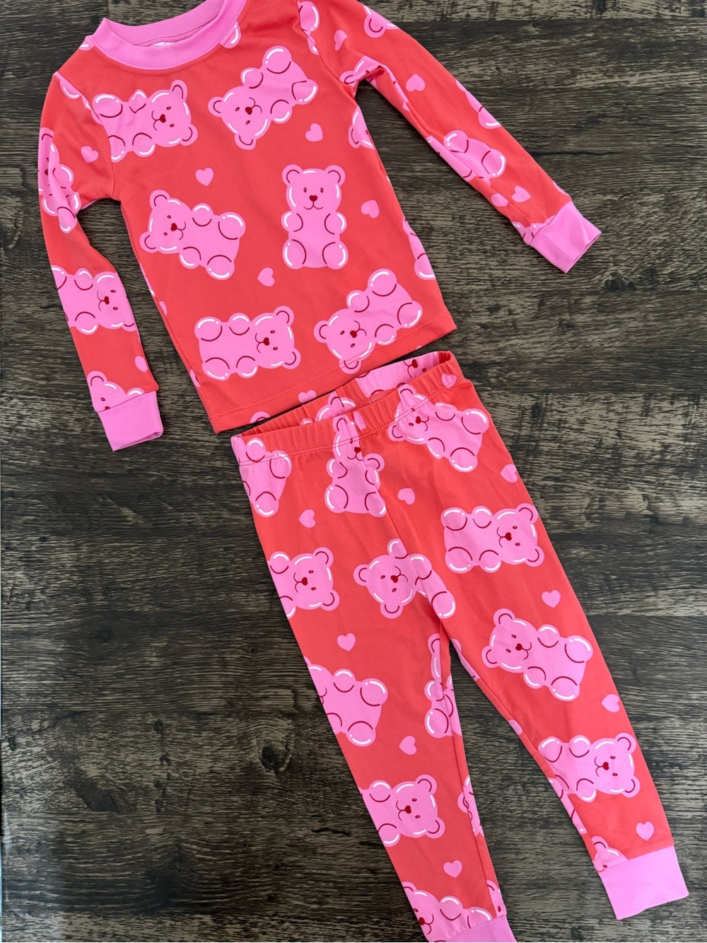 NwOT Celebrate Valentine’s Day Pink Teddy Bear Pajama Set Girls 2T Hearts PJs